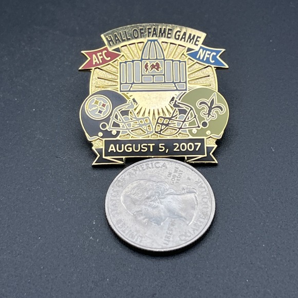 NFL Hall Of Fame Game 2007 Pittsburgh Steelers New Orleans Saints Lapel Hat Pin - Picture 2 of 3